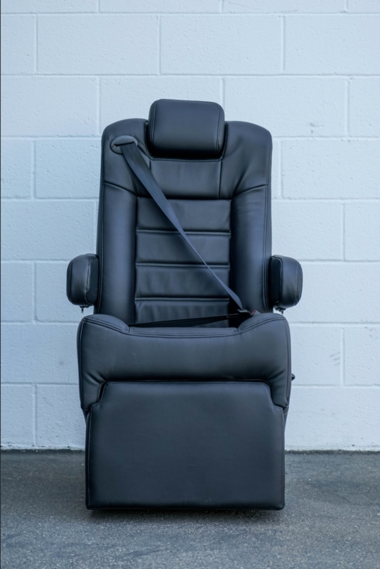 Captain's Chair featuring Black Channel Stitching and Integrated Seatbelt