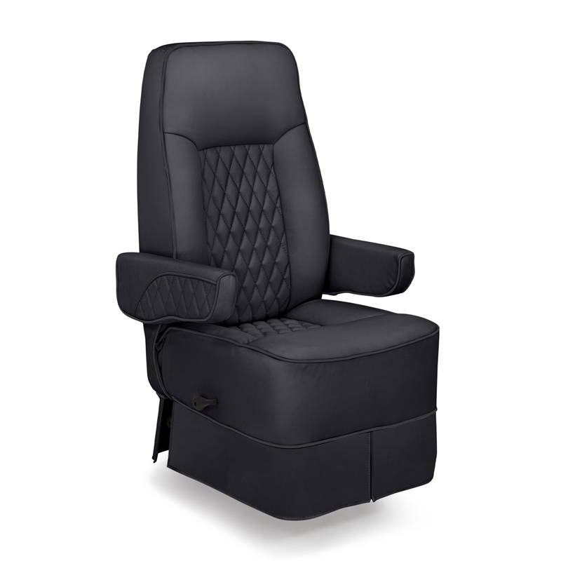 Captain's Chair: Matte Black Diamond Quilted Stitching with High Backrest