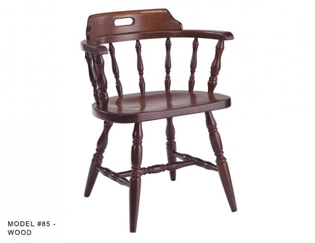 Captains Chair Spindle Back with Handle Cutout and Contoured Seat