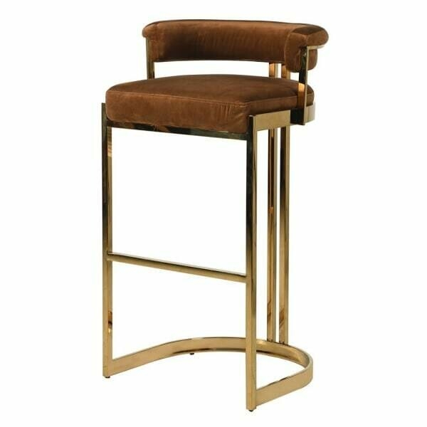 Caramel Deco Velvet Bar Stool