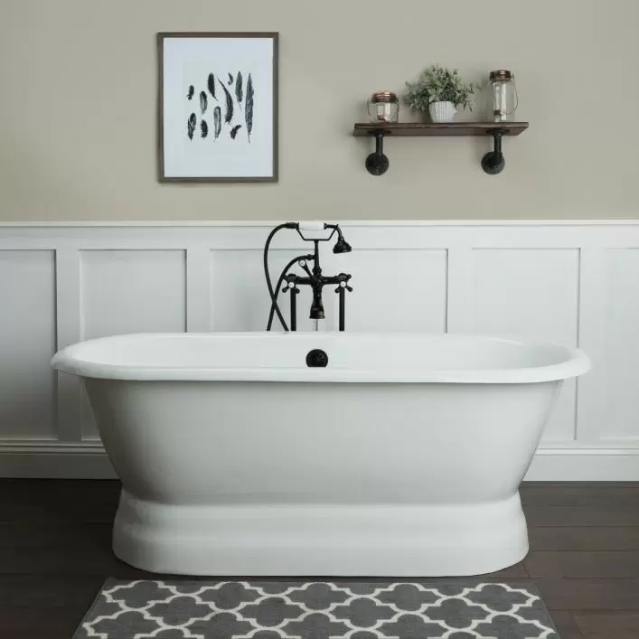 Cast Iron Pedestal Tub: 66 Inch Double Ended Soaker