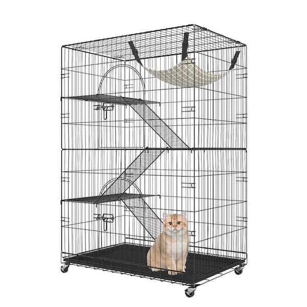Cat Cage Mobile Indoor Cat Enclosure with Swivel Casters
