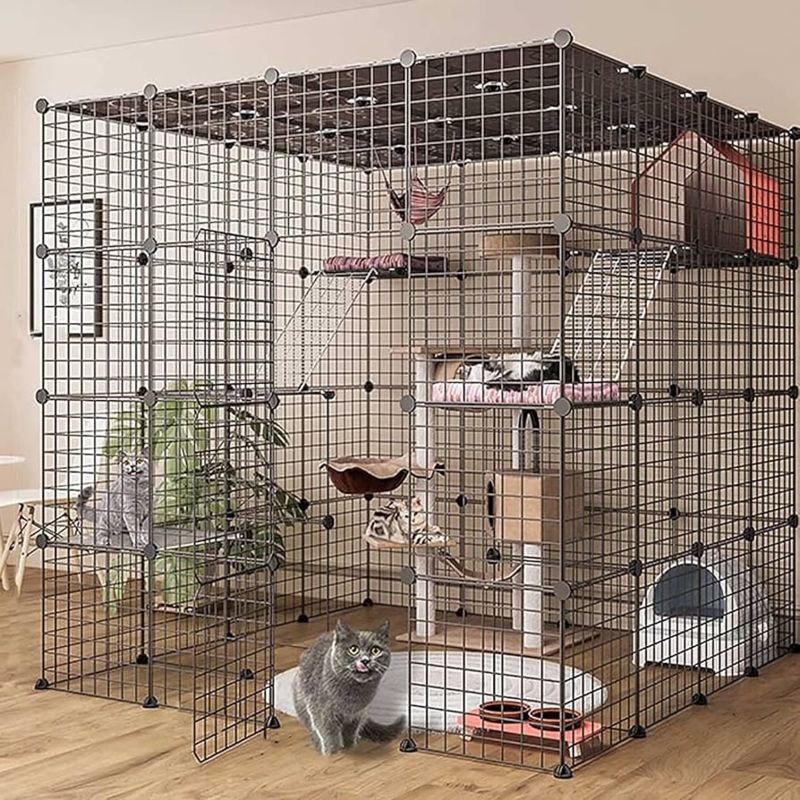 Cat Enclosure Industrial Style with Integrated Cat Furniture