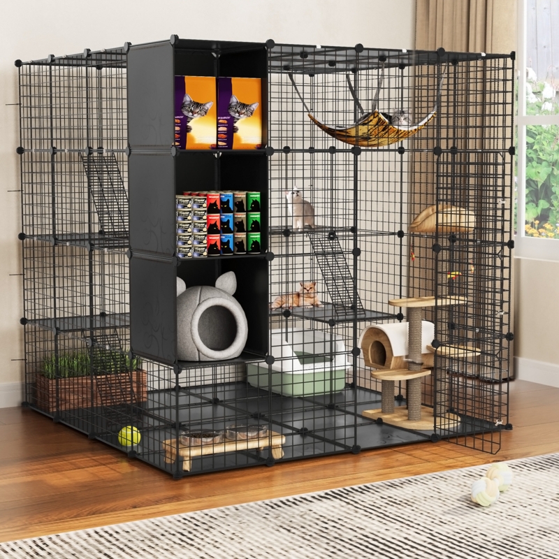Cat Enclosure Luxury Cat Boarding with Integrated Storage Cubbies