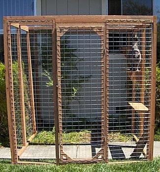 Cat Enclosure Redwood Outdoor Catio with Triple Bay Construction