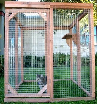 Cat Enclosure Rustic Wood Frame with Internal Perch