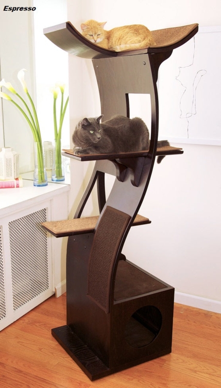 Cat Tree Architectural S-Shape Design with Tiered Platforms