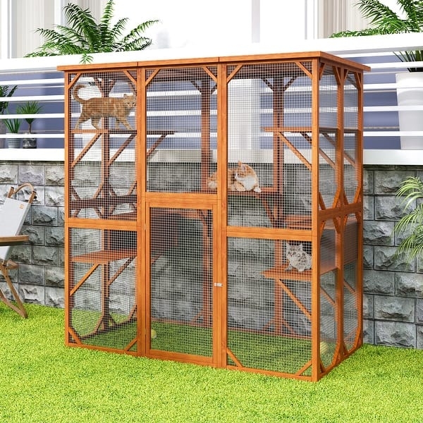 Catio Large Vertical Height Wooden Outdoor Cat Playhouse