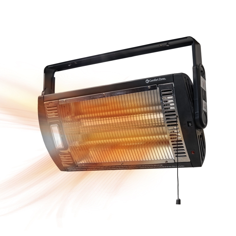 Ceiling Mounted Heater with Integrated Halogen Work Light
