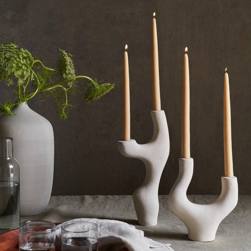 Ceramic Candle Holders featuring Asymmetrical Organic Form