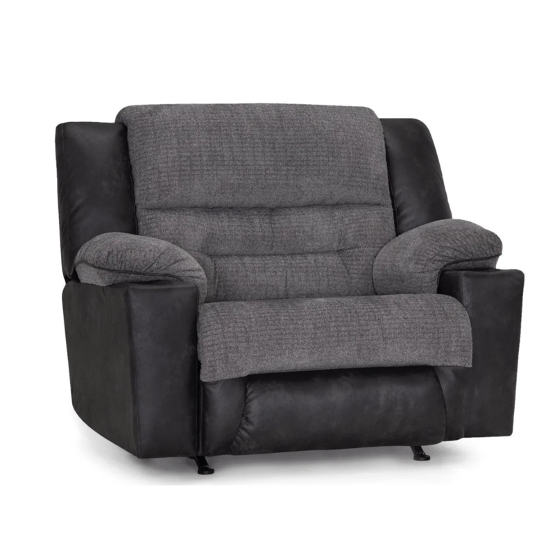 Chair And A Half Recliner Charcoal Grey Two Tone Design Grid Texture