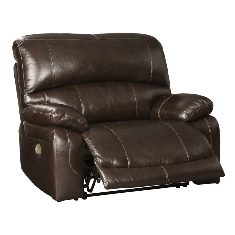 Chair And A Half Recliner Dark Brown Leather Like Power Reclining