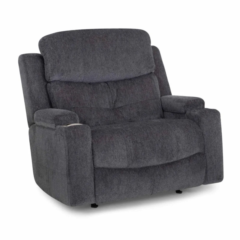 Chair And A Half Recliner Storm Grey Power Recline Storage Arms