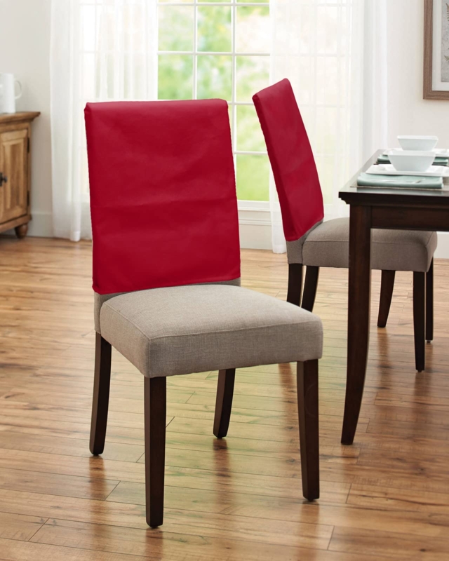 Chair Back Cover Cherry Red Slip On Fit Contemporary Accent