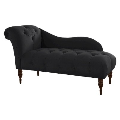 Chaise Lounge: Asymmetrical Velvet, Diamond Tufted with Five Legs.