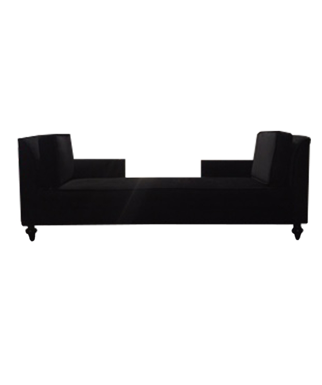 Chaise Lounge: Symmetrical Stepped Arms, Velvet, Hollywood Regency Style.