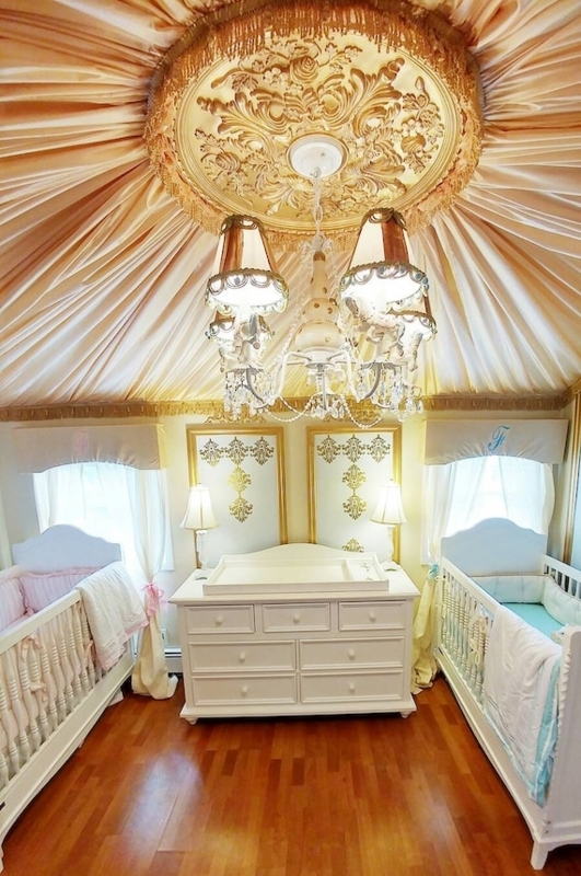 Chandelier Carousel Horses Polished Gold Luxury Nursery Decor