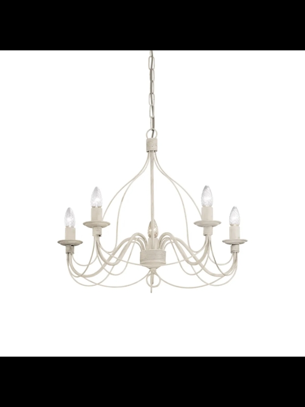 Chandelier Five Light Fixture with Thin Wire Arms and Wrapped Accents