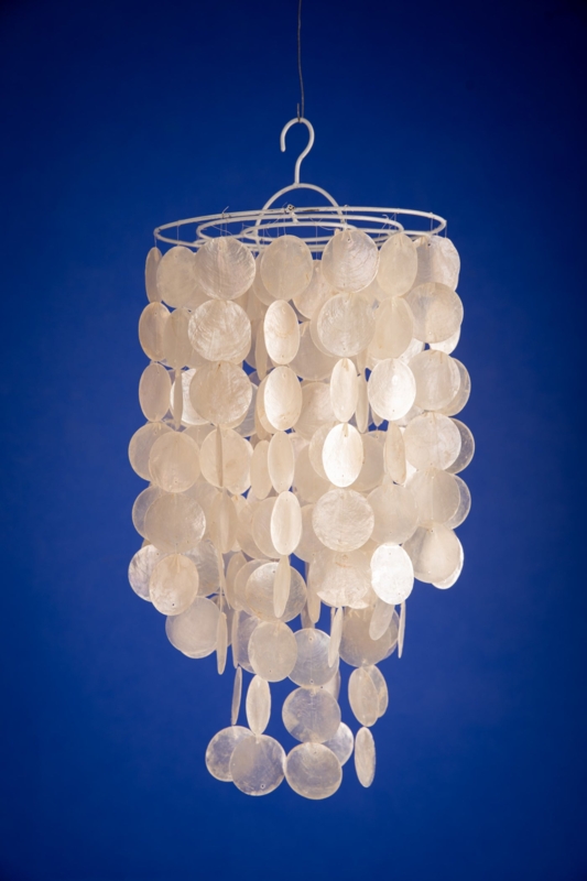 Chandelier Pendant with Cascading Pearlescent White Capiz Discs