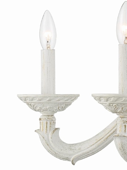 Chandelier with Molded Relief Details and Warm Tan Distressed Accents