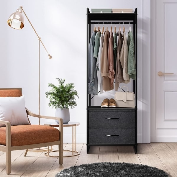 Charcoal Fabric Drawer Clothing Rack Minimalist Storage