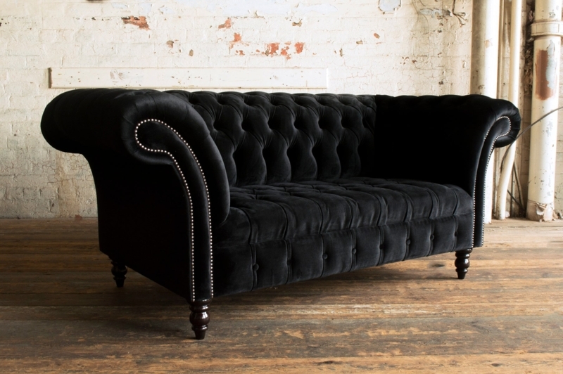 Chesterfield Sofa British Traditional Scrolled Arms Turned Legs