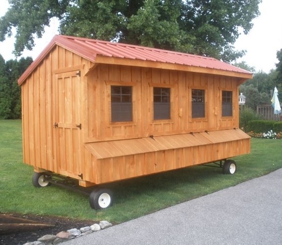 Chicken Coop on Mobile Chassis with Board and Batten Siding