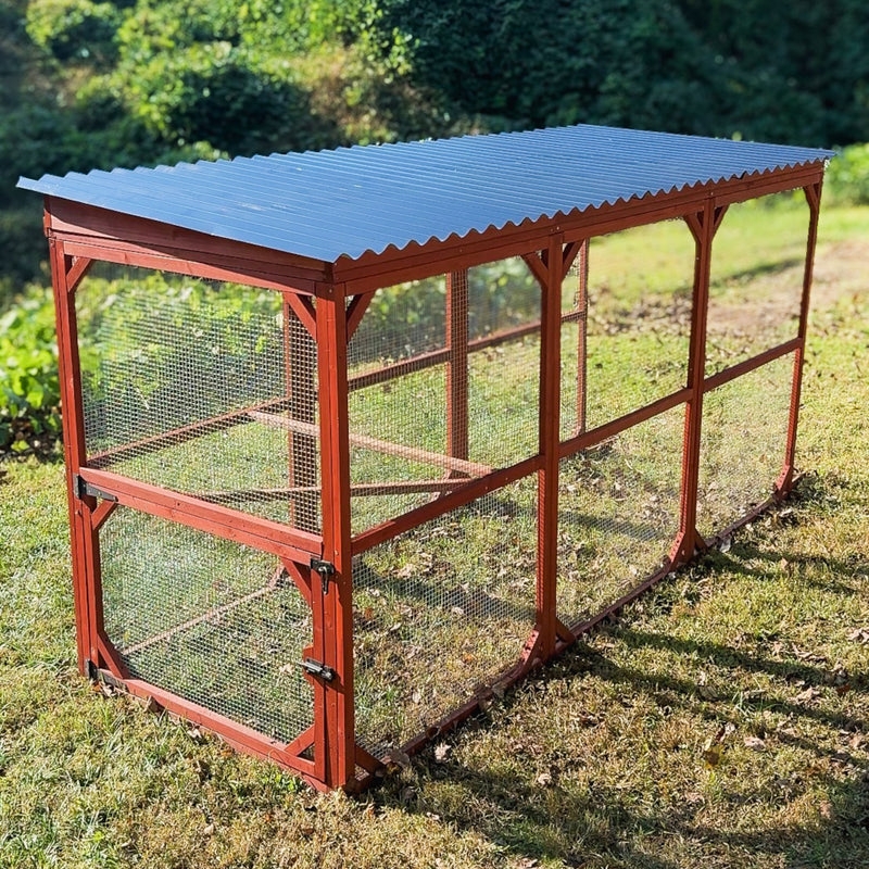 Chicken Run Extension with Modular Sections and Barn Red Finish