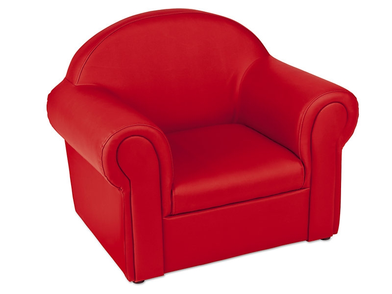 Child Armchair featuring a wipeable surface and red vinyl upholstery.
