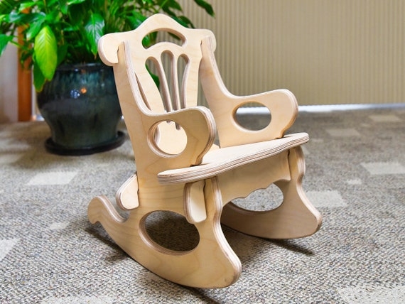 Children Rocking Chair Layered Plywood Edges, Minimalist Nursery Rocker (74 chars)