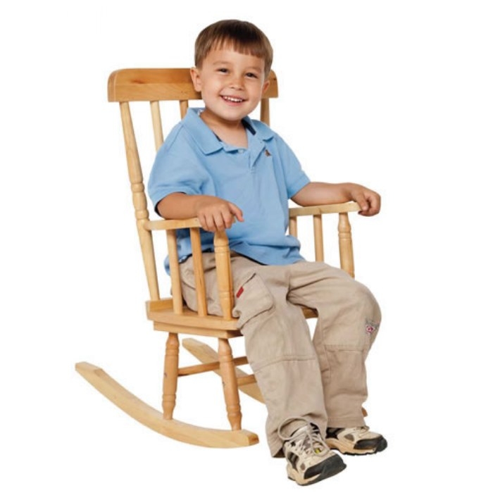 Children Rocking Chair Spindle Back, Light Honey Traditional Nursery Chair (75 chars)
