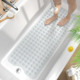 Circular Grip Bath Mat, Translucent White Extra Long