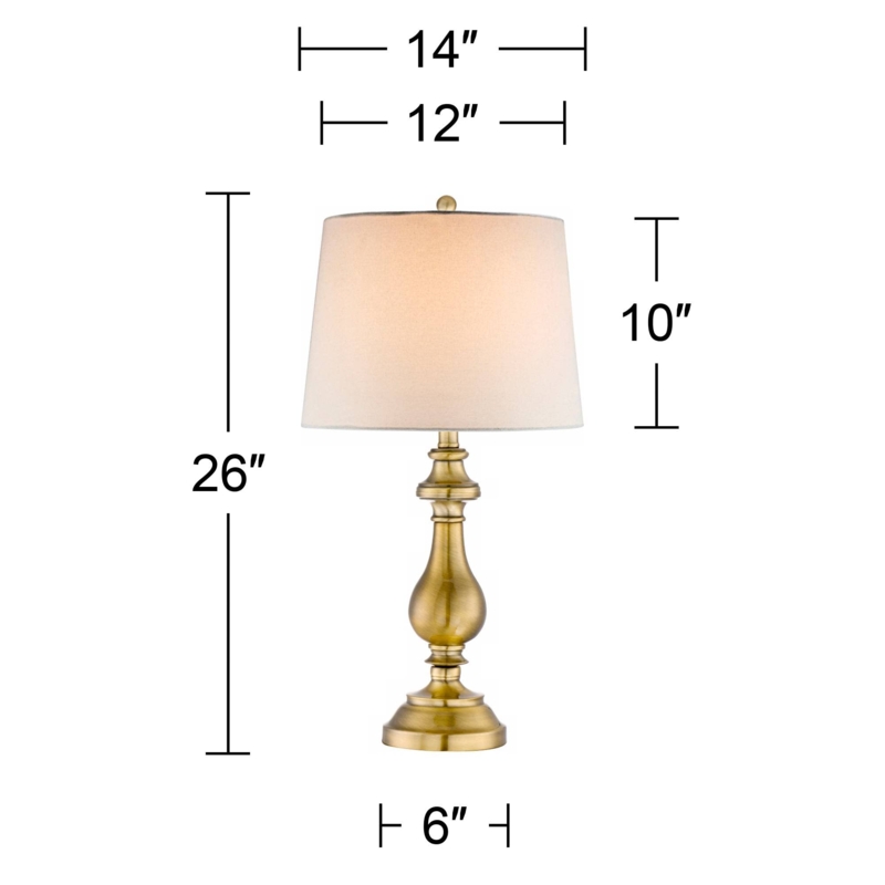 Classic 26 Inch Table Lamp: Antique Brass with Tapered Drum Shade