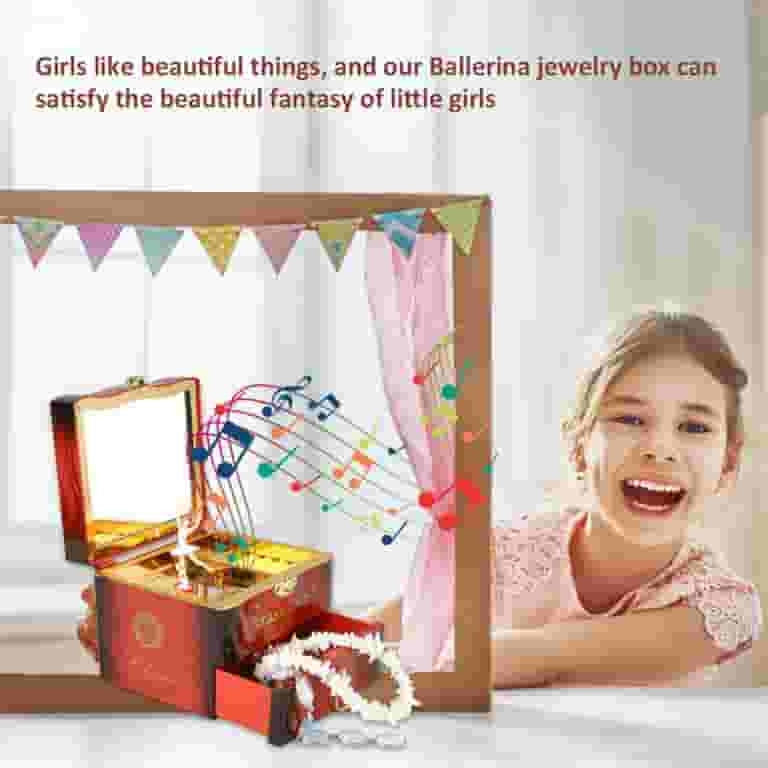Classic Mahogany Musical Jewelry Box with Rotating Ballerina