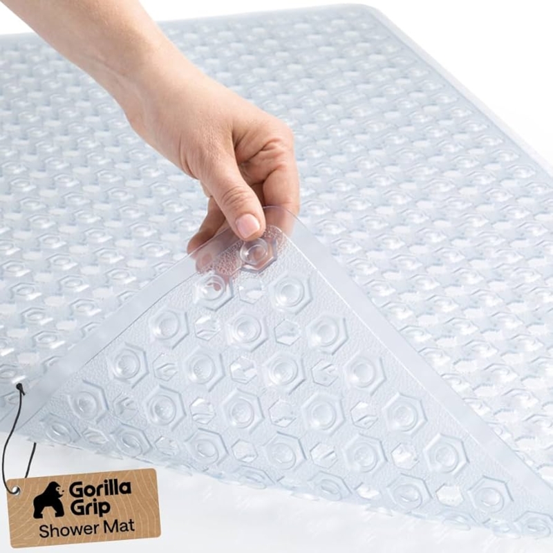Clear Bathtub Mat, Hexagonal Pattern with Suction Cups