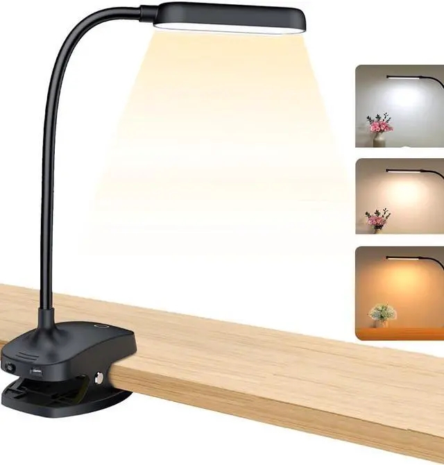 Clip On Lamp Flexible Gooseneck Clamp Base Matte Black
