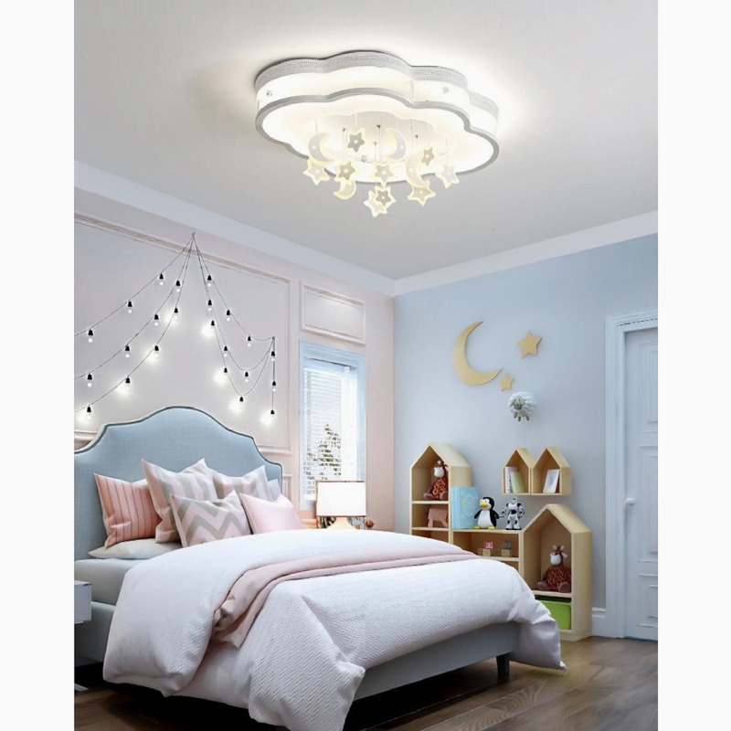 Cloud Ceiling Light Cloud Shape Hanging Star Charms Integrated LED