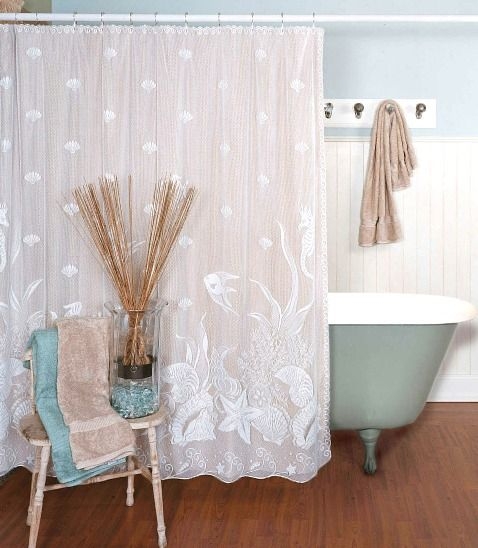 Coastal Farmhouse Bathroom Decor Avanti Linens Farmhouse Shell Shower  Curtain - 72 Inch Beach Theme Bathroom
