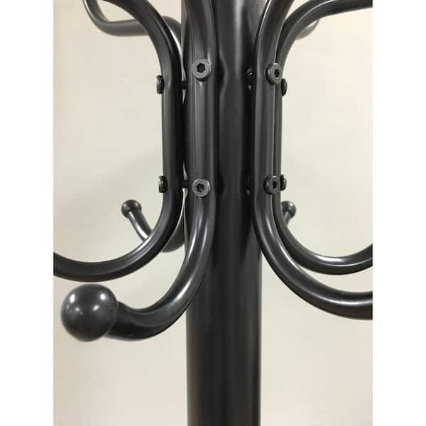 Coat Rack Modern Minimalist Matte Black Hex Bolt Hardware Curved Hooks