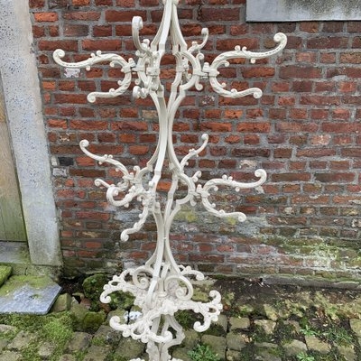 Coat Rack Ornate Cast Iron Ivory White Base Multi Tiered Hooks
