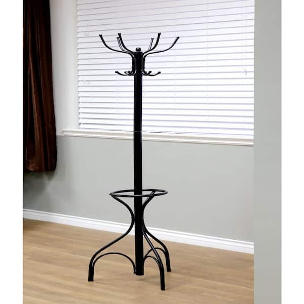 Coat Rack Vintage Style with Scroll Top Hooks & Umbrella Ring