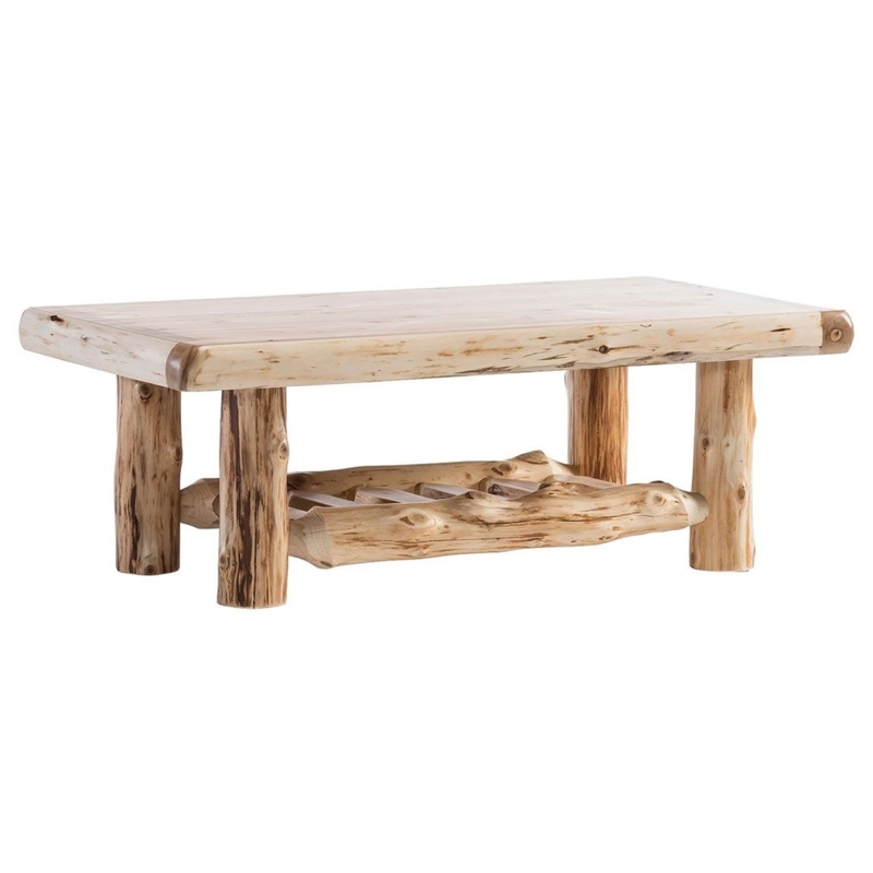 Coffee Table: Chunky Solid Wood Log with Rounded Corners