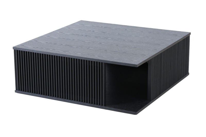 Coffee Table Open Storage Niche Slatted Sides Ash Wood Grain Matte