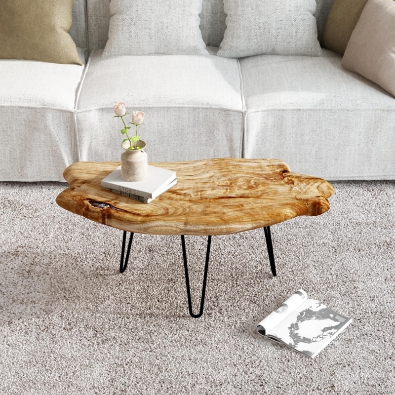 Coffee Table: Organic Modern Live Edge with Hairpin Legs