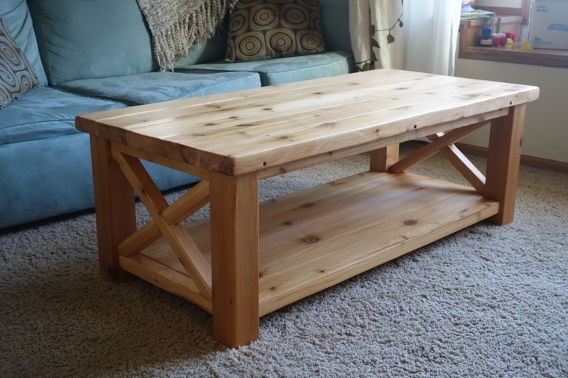 Coffee Table: Rustic Farmhouse Cedar with X-Brace Sides