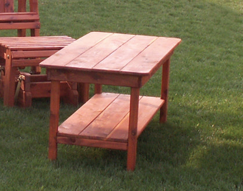 Coffee Table: Slatted Cedar Outdoor Patio with Square Legs