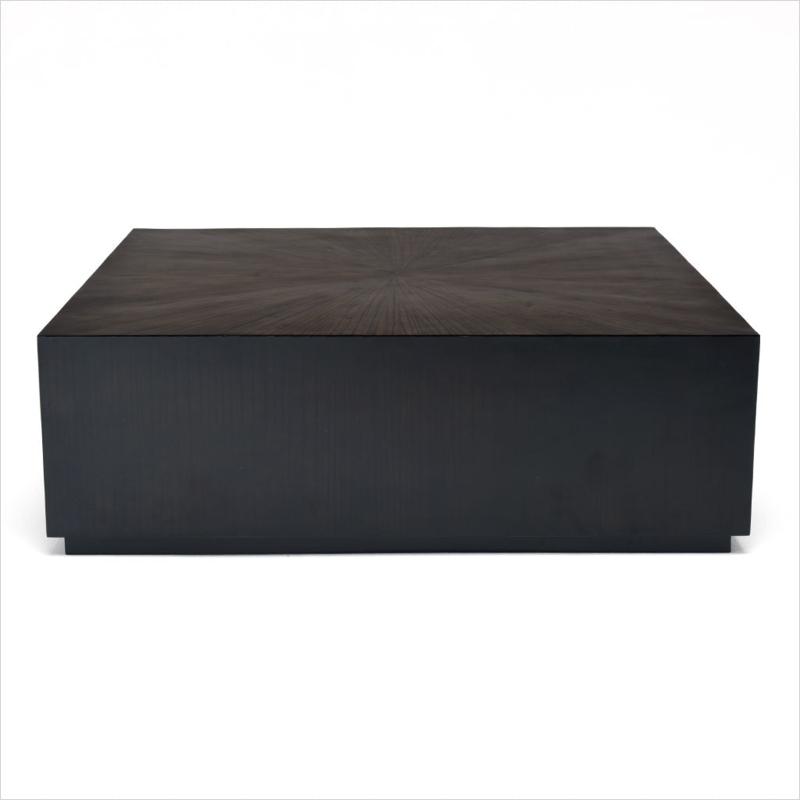 Coffee Table Sunburst Wood Grain Top Monoblock Silhouette Ebony