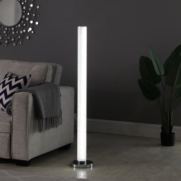 Column Floor Lamp Crystalline LED Illumination Polished Chrome
