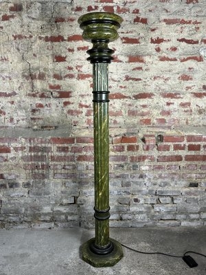 Column Floor Lamp Green Marbled Finish Fluted Halogen Uplight