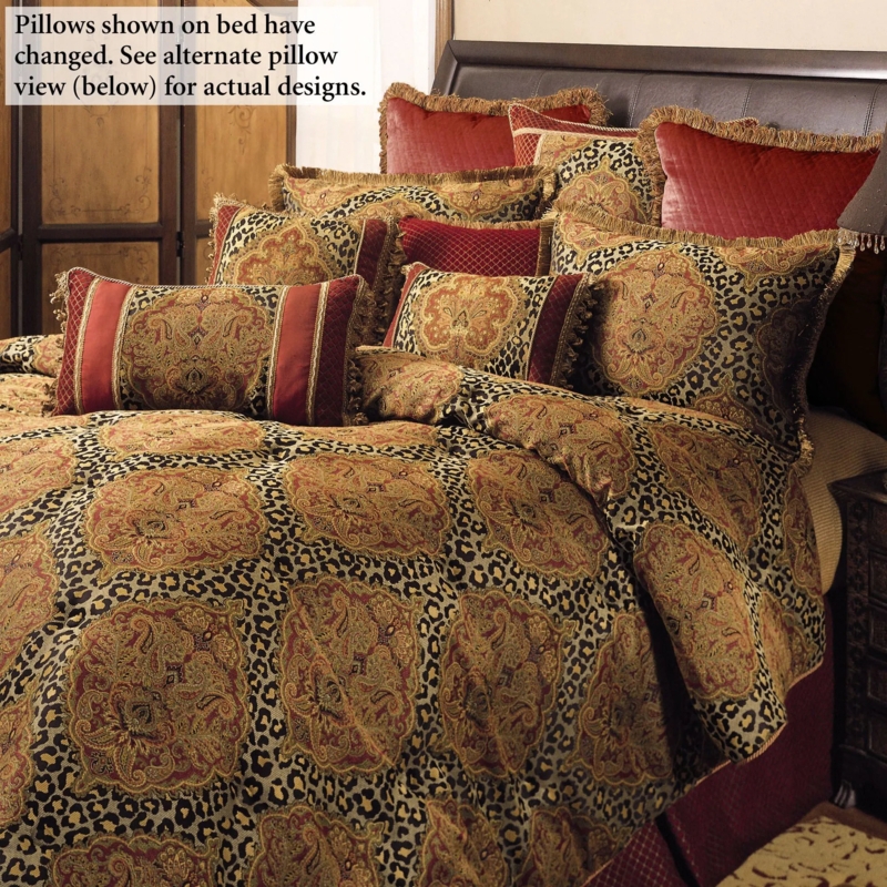 Comforter Set featuring Leopard Damask Fusion and Fringed Border